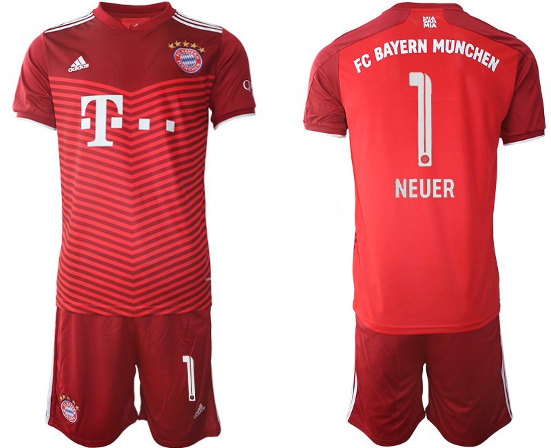 Men 2021-2022 Club Bayern Munich home red #1 Soccer Jersey->bayern munich jersey->Soccer Club Jersey